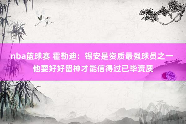 nba篮球赛 霍勒迪：锡安是资质最强球员之一 他要好好留神才能信得过已毕资质