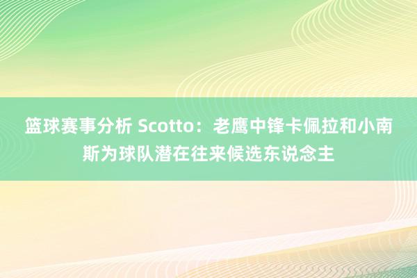 篮球赛事分析 Scotto：老鹰中锋卡佩拉和小南斯为球队潜在往来候选东说念主